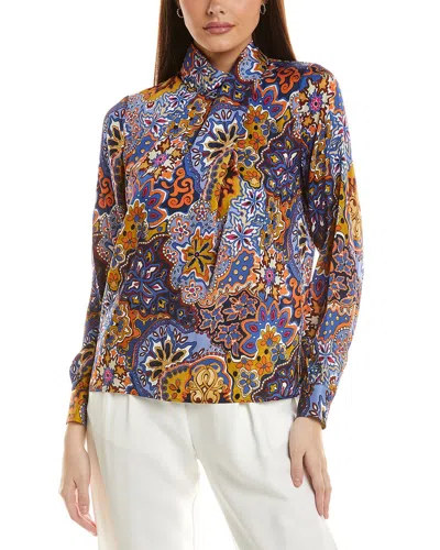 ELIE TAHARI THE JADEN SILK-BLEND BLOUSE