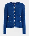 Shop Elie Tahari The Jana Button-down Knit Cardigan In Daphne Blue