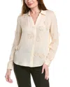 Elie Tahari Jaslynn Floral Applique Silk Blouse In Sand