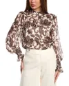 Shop Elie Tahari The Jayla Blouse In Brown