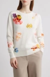 Elie Tahari Jessamy Sweater In Sky White Spring Flower