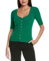 Elie Tahari The Jessica Ribbed Faux Button Sweater In Green