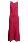 Elie Tahari The Josephine Lace Trim Knit Midi Dress In Red