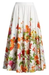 Elie Tahari The Juliana Floral-print Cotton Midi Skirt In Sky Jardin Print