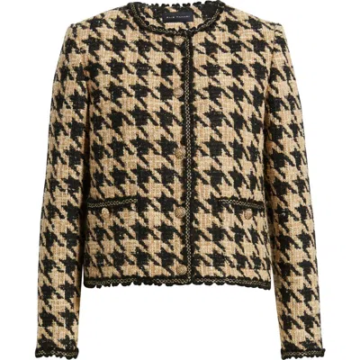 Elie Tahari The Juno Metallic Houndstooth Jacket In Brown