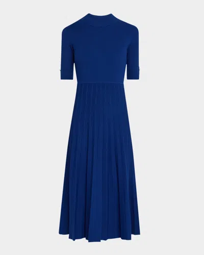 Elie Tahari The Kamala Pleated Midi Dress In Daphne Blue