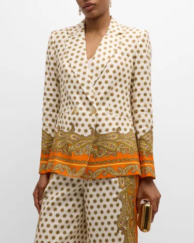 Elie Tahari The Karter Double-breasted Paisley-print Blazer In Sun Paisley Print