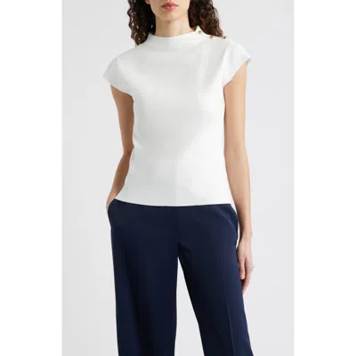 Elie Tahari The Katy Button Detail Sweater In White