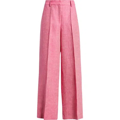 Elie Tahari The Kenna Wide Leg Linen Pants In Pink