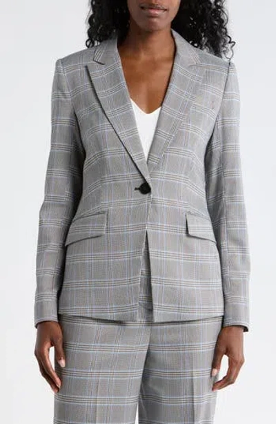 Elie Tahari The Kensington Plaid Blazer In Gray