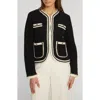 Elie Tahari The Koka Wool-blend Cardigan In Noir Black/sky White