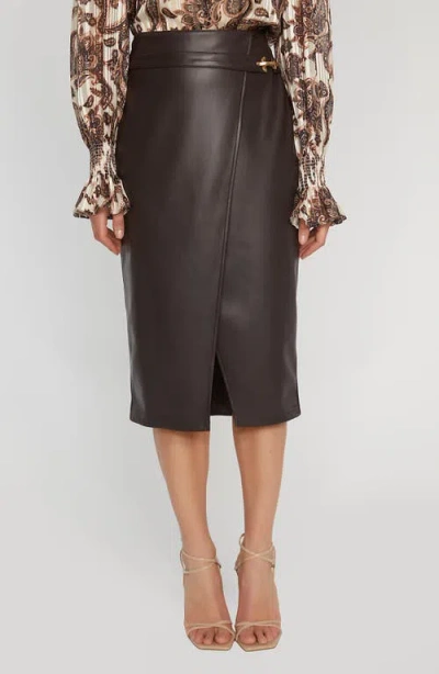 Elie Tahari The Kyra Faux Leather Skirt In Chocolate Brown