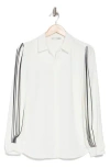 Elie Tahari The Landon Pleated Sleeve Button-up Shirt In Sky White With Noir