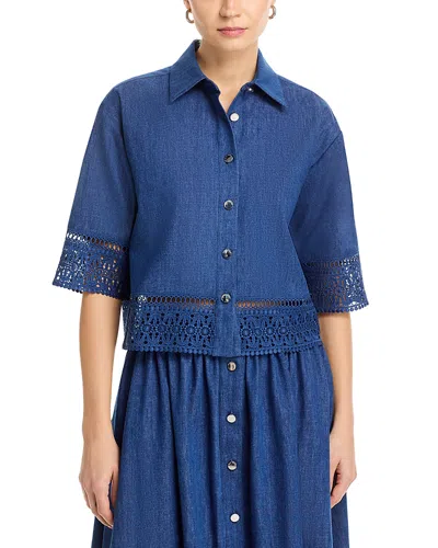 Elie Tahari The Laylee Denim Top In Blue