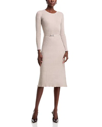 Elie Tahari The Leith Long Sleeve Lurex Sweater Dress In Shimmer Gold