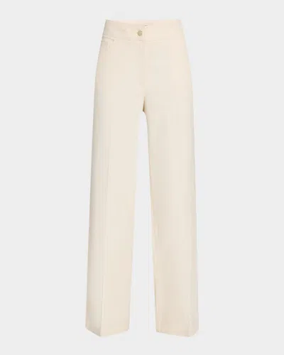 Elie Tahari The Leith Straight-leg Stretch Cotton Pants In Ecru