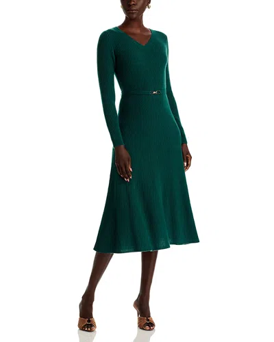Elie Tahari The Leith V Neck Cashmere Dress In Green