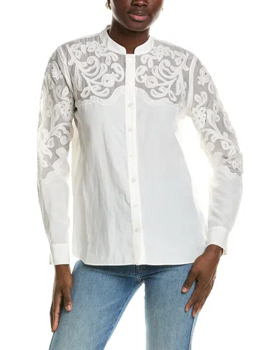 Elie Tahari The Leslie Linen-blend Blouse In White