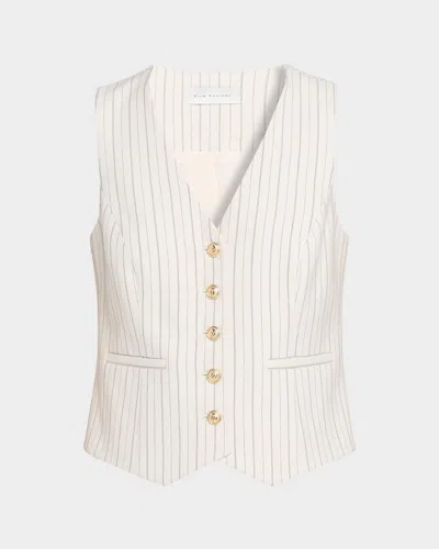 Elie Tahari The Liliana Striped Button-down Vest In Tan/black