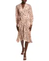 Elie Tahari The Linnea Gilded Chain Printed Dress In Pink
