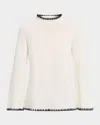 Elie Tahari The Loren Cashmere Whipstitched Funnel-neck Sweater In White