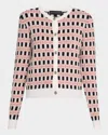 ELIE TAHARI THE LOXLEY BUTTON-DOWN CHECK KNIT CARDIGAN