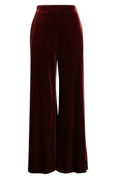 Elie Tahari The Lucia Velvet Pull-on Wide Leg Pants In Burgundy