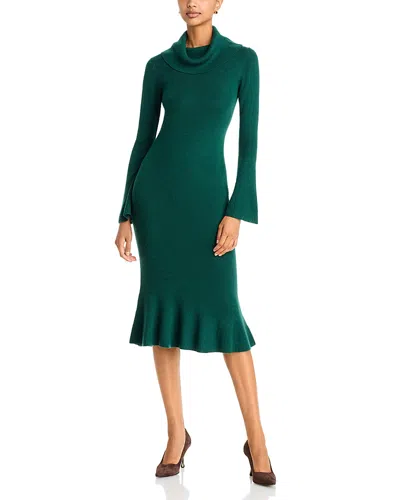 Elie Tahari The Lucia Wool Cowl Neck Sweater Dress In Green