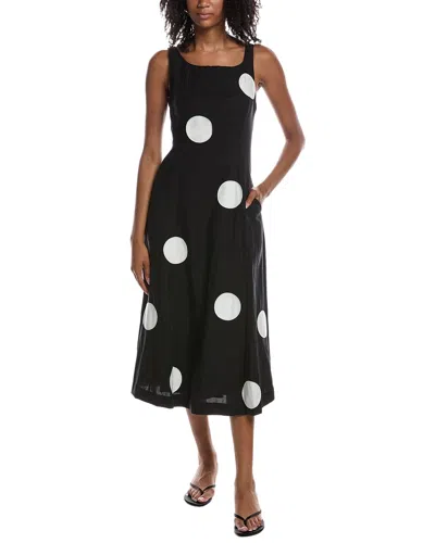 Elie Tahari The Lucie Dot Midi Dress In Black