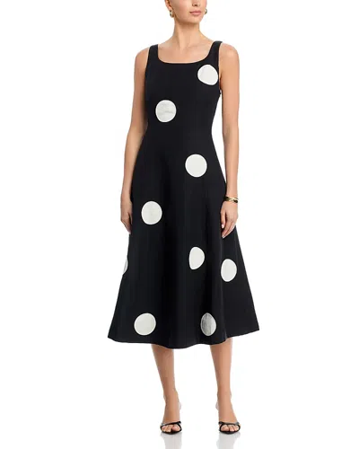 Elie Tahari The Lucie Dot Midi Dress In Black