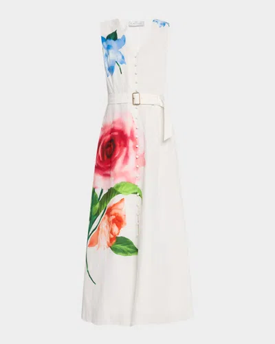 Elie Tahari The Luella Sleeveless Floral-print Midi Dress In Spring Memories