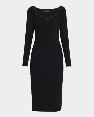 Elie Tahari Women's Metal-loop Embellished Body-con Dress In Noir