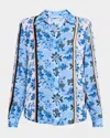 Elie Tahari The Madeline Printed Blouse In Twilight Stripe Print