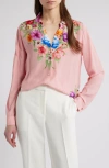 Elie Tahari The Madeline Floral Print Woven Shirt In Diamond Floral Print