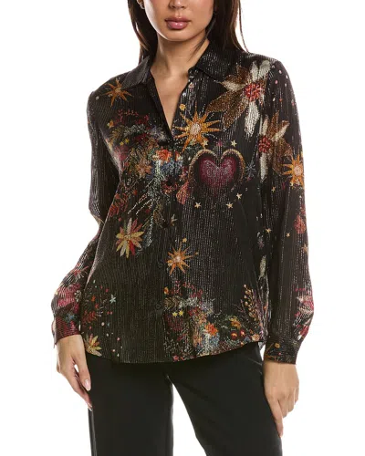 Elie Tahari The Madeline Lurex Stripe Blouse In Black