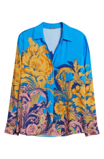 Elie Tahari The Madeline Placed Floral Stretch Silk Button-up Shirt In Multi