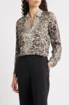 Elie Tahari The Madeline Print Metallic Silk Shirt In Animal Print