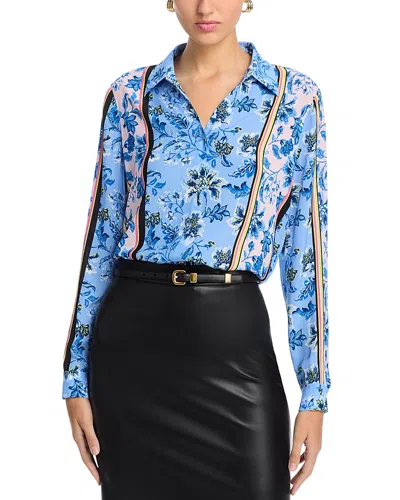 Elie Tahari The Madeline Printed Blouse In Twilight Stripe Print