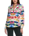 Elie Tahari The Madeline Scallop Blouse In Multi