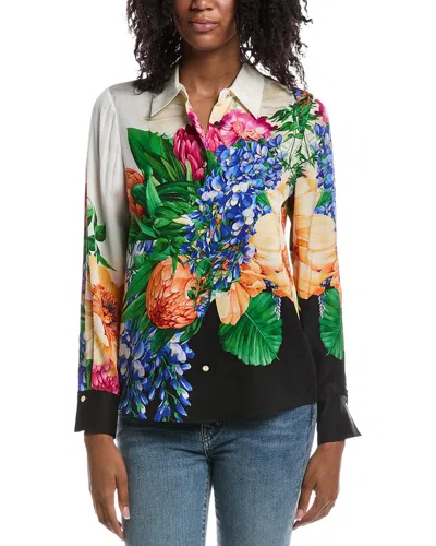 Elie Tahari The Madeline Floral Stretch Silk Button-up Shirt In Multi