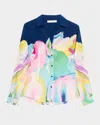 Elie Tahari The Madeline Cosmic Silk Blend Printed Shirt In Cosmic Sky Print