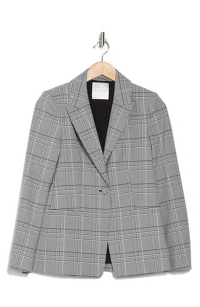 Elie Tahari The Madelyn Plaid Peak Lapel Stretch Blazer In Gray