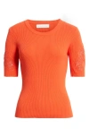 Elie Tahari The Magnolia Rib Short Sleeve Sweater