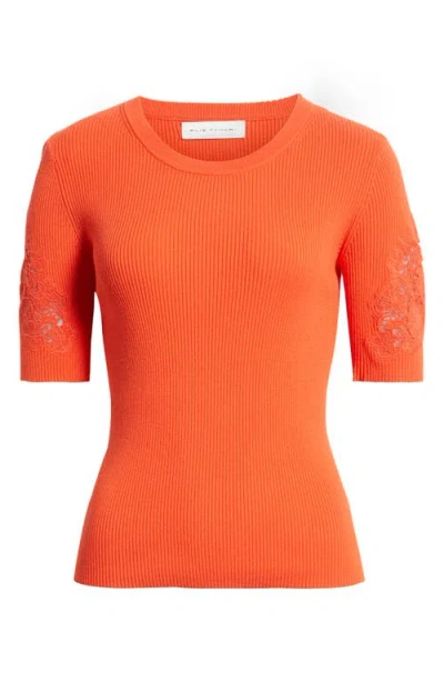 Elie Tahari The Magnolia Rib Short Sleeve Sweater