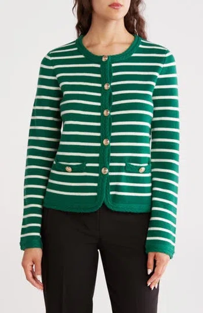 Elie Tahari The Makena Stripe Wool & Cashmere Cardigan