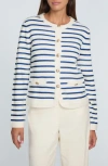 Elie Tahari The Makena Striped Wool-cashmere Cardigan In Multi
