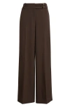 Elie Tahari The Malka Belt Detail Pants In Brown