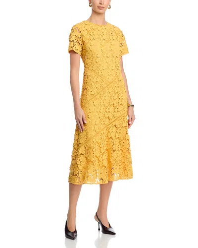 Elie Tahari The Marci Lace Dress In Yellow