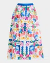 Elie Tahari The Marcie Floral-print Cotton Midi Skirt In Scallop Floral Print