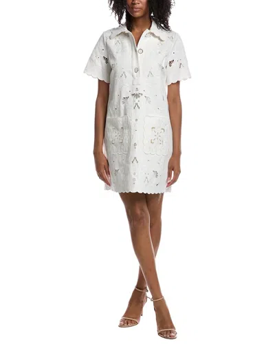 Elie Tahari The Marianna Embroidered Cotton Shirtdress In Multi